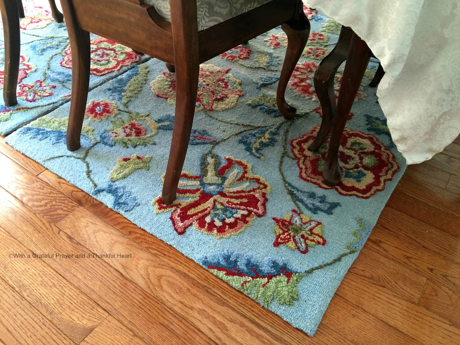 dining room rug aqua floral wm